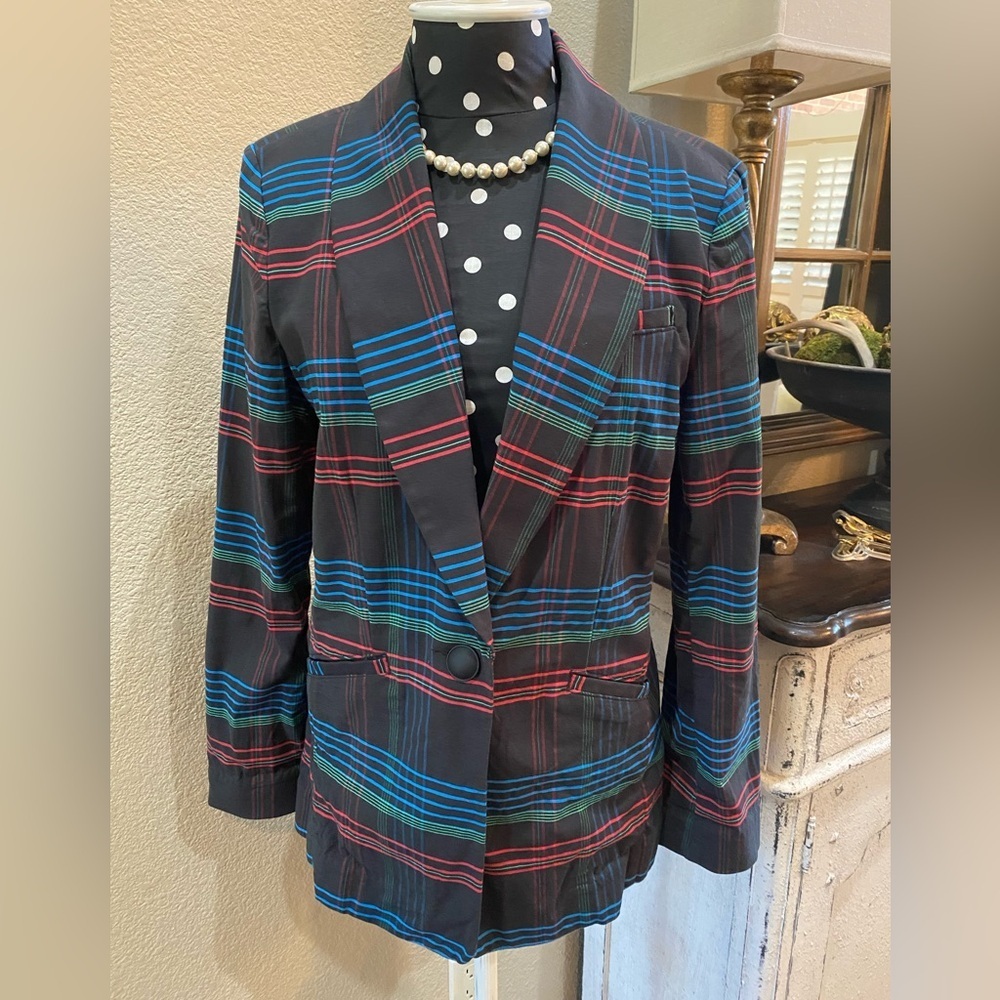 Cabi Holiday Blazer, Size Medium, Black/Red/Green